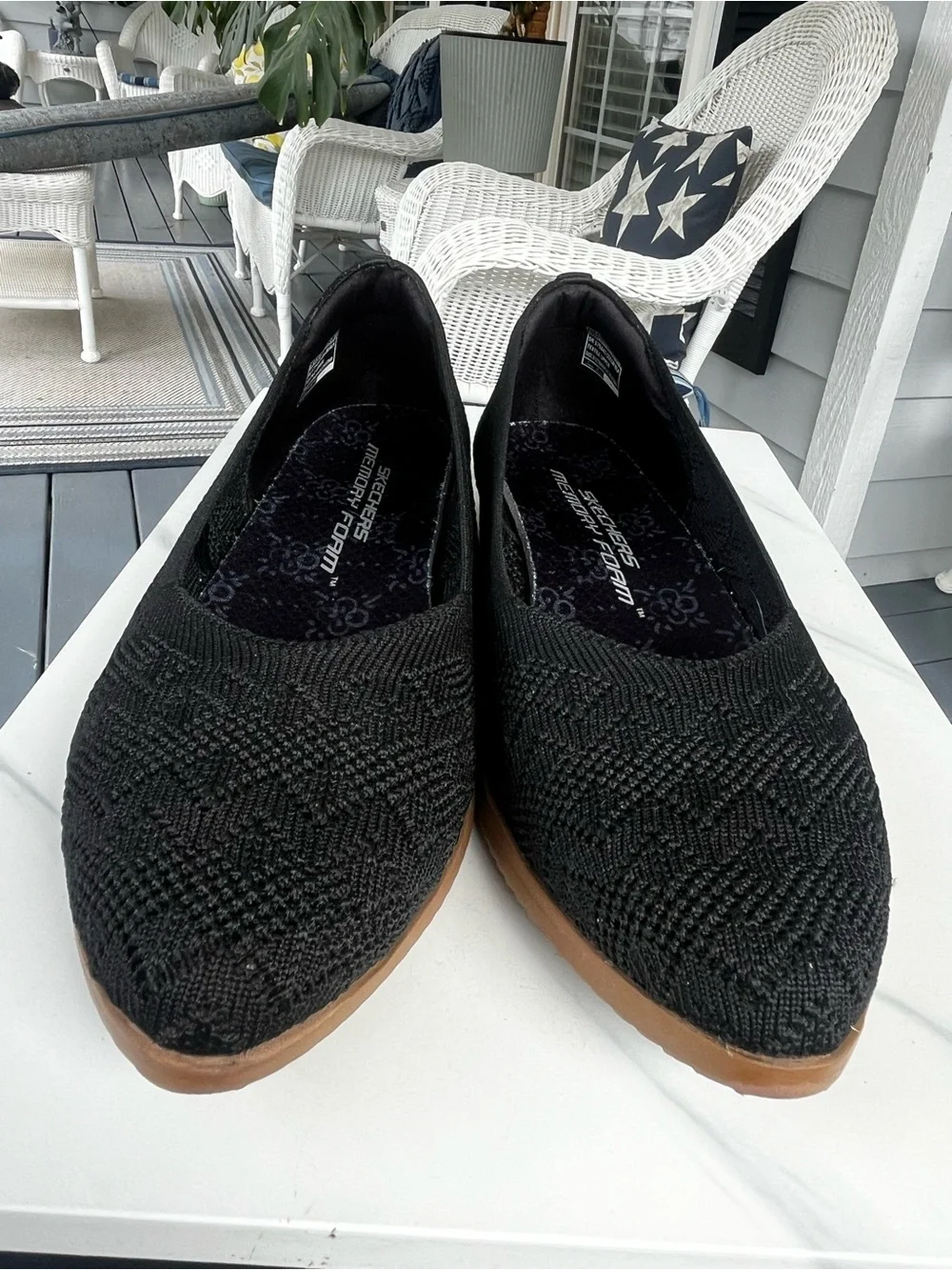 Skechers Black Memory Foam Knit Flats